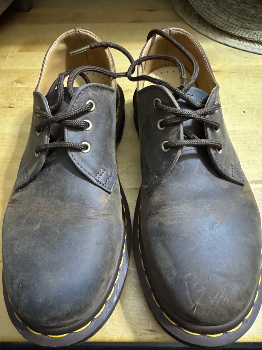 Dr. Martens Men's Brown Leather 3-Eye Derby Shoes